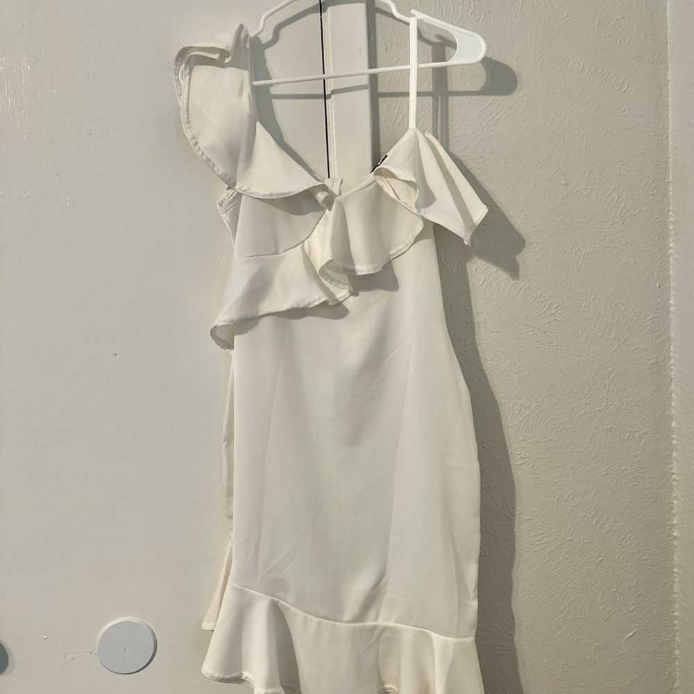 Nasty Gal White One Shoulder Ruffled Sundress
